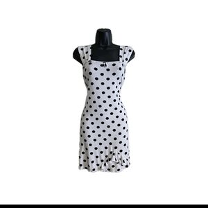 Leins' European Union Ruffle Hem Polka Dot Dress Viscose Preppy Size Large